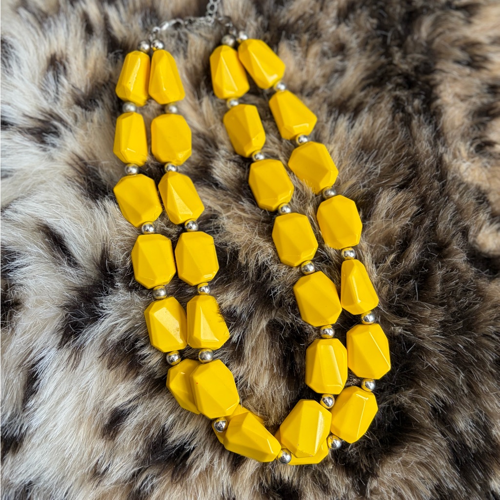 Yellow Beaded Necklace 1014